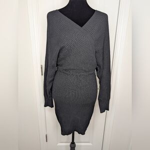 Ribbed Knit Wrap Dress